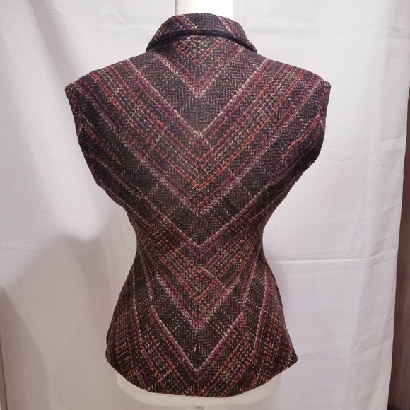 cAbi Cinch It Up Brown Plaid Tweed Vest Size Small - Picture 3 of 8